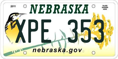 NE license plate XPE353