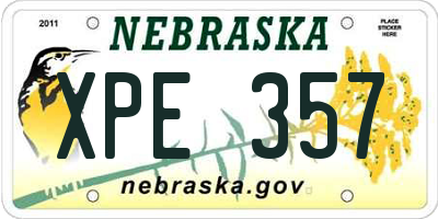 NE license plate XPE357