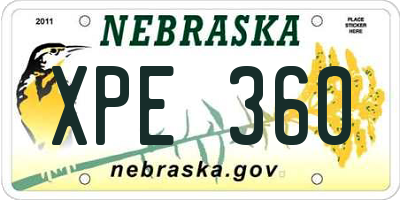 NE license plate XPE360