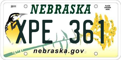NE license plate XPE361
