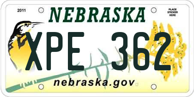 NE license plate XPE362