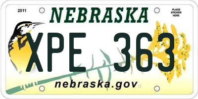 NE license plate XPE363