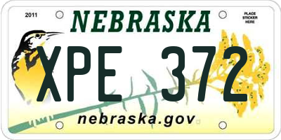 NE license plate XPE372