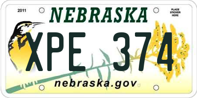 NE license plate XPE374