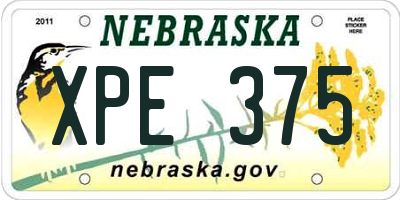 NE license plate XPE375