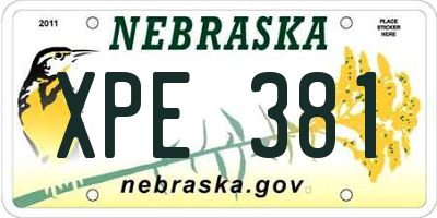 NE license plate XPE381