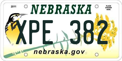 NE license plate XPE382