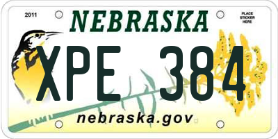 NE license plate XPE384