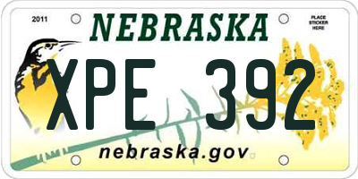 NE license plate XPE392