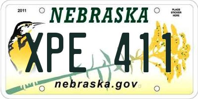 NE license plate XPE411