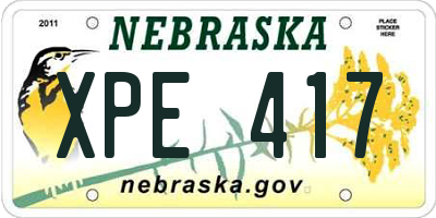 NE license plate XPE417