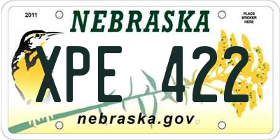 NE license plate XPE422