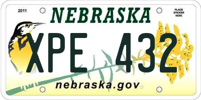 NE license plate XPE432
