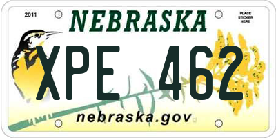 NE license plate XPE462