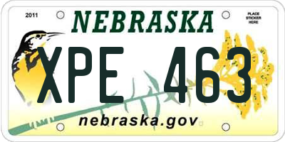 NE license plate XPE463