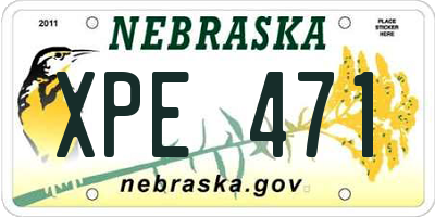 NE license plate XPE471