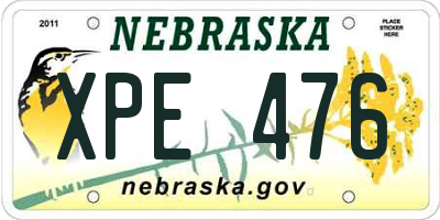 NE license plate XPE476