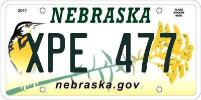 NE license plate XPE477