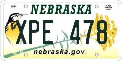 NE license plate XPE478