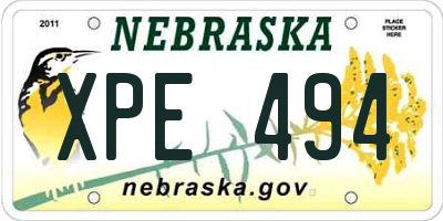 NE license plate XPE494