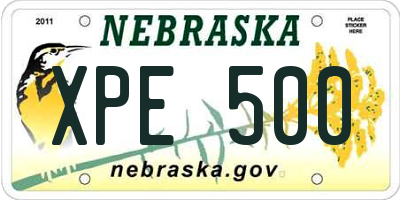 NE license plate XPE500