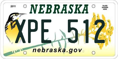 NE license plate XPE512