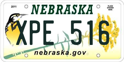 NE license plate XPE516