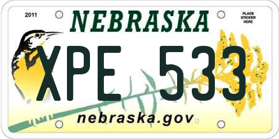 NE license plate XPE533