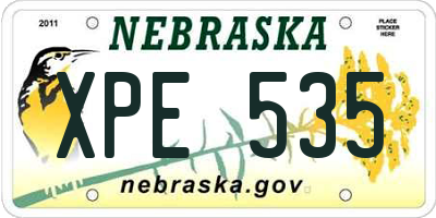 NE license plate XPE535