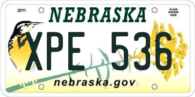 NE license plate XPE536