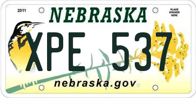 NE license plate XPE537
