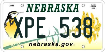 NE license plate XPE538