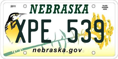 NE license plate XPE539