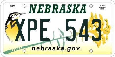 NE license plate XPE543