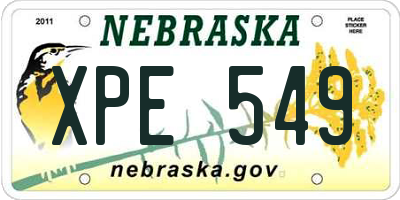 NE license plate XPE549