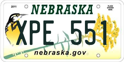 NE license plate XPE551