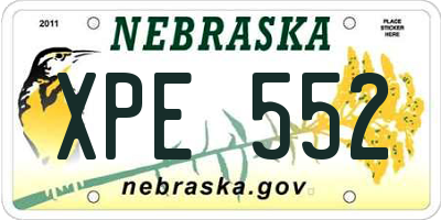 NE license plate XPE552