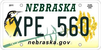 NE license plate XPE560