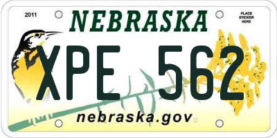 NE license plate XPE562