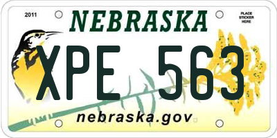 NE license plate XPE563