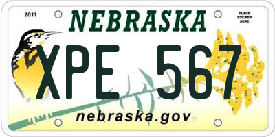 NE license plate XPE567