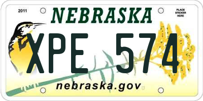 NE license plate XPE574
