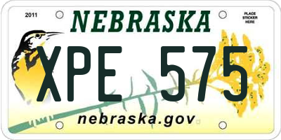 NE license plate XPE575