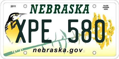 NE license plate XPE580