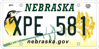 NE license plate XPE581