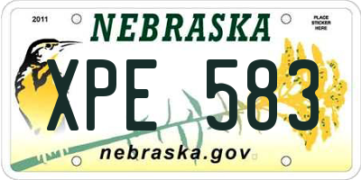 NE license plate XPE583
