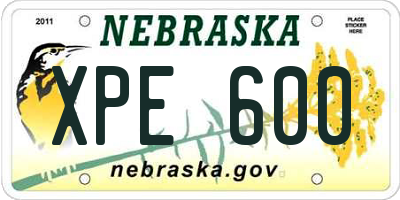 NE license plate XPE600