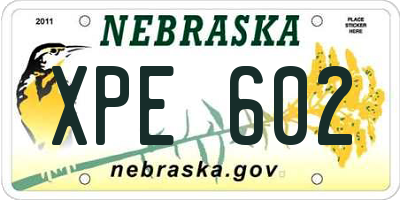 NE license plate XPE602