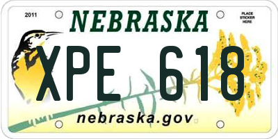 NE license plate XPE618