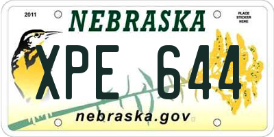 NE license plate XPE644